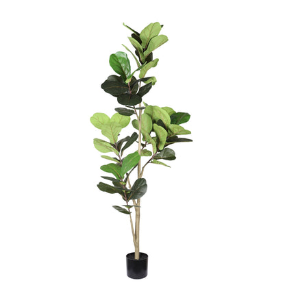 6FT Artificial Fiddle Leaf Fig Tree, Realistic Faux Fiddle Leaf Fig Plant with Fabric Leaves & Plastic Branches, Low Mai