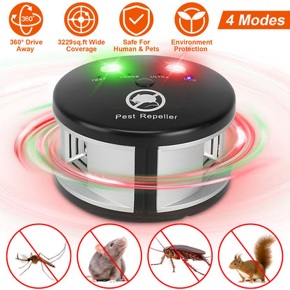 Ultrasonic Pest Repeller with 4 Modes for Indoor Use