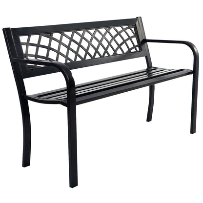 Outdoor Steel Frame Bench with PVC Mesh Backrest