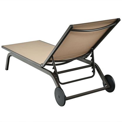 Adjustable Outdoor Chaise Lounge Chair with Wheels