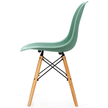 Modern Hollow Dining Chairs Set of 4 with Wood Legs
