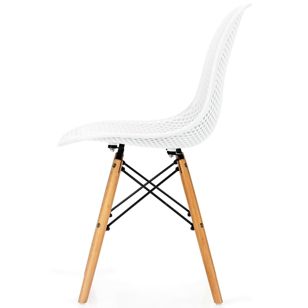 Modern Hollow Dining Chairs Set of 4 with Wood Legs