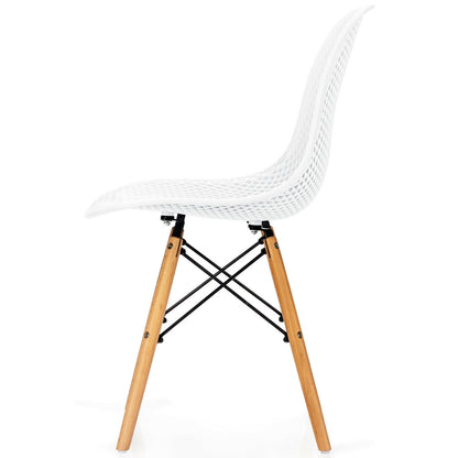 Modern Hollow Dining Chairs Set of 4 with Wood Legs