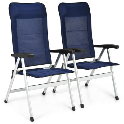 Patio Dining Chair Set with 7-Position Adjustable Backrest