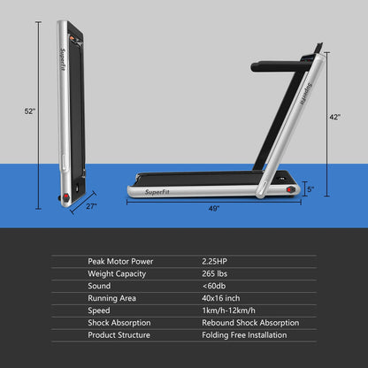 2-in-1 Folding Treadmill with Dual Display and Remote Control