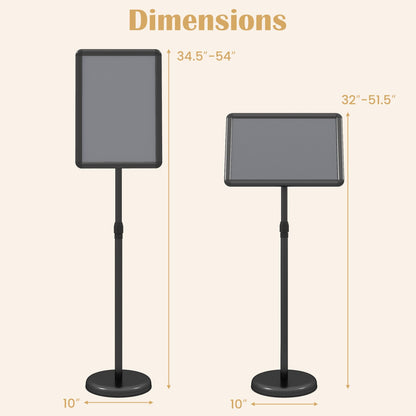 11x17 Adjustable Height Sign Holder Stand with Snap Frame