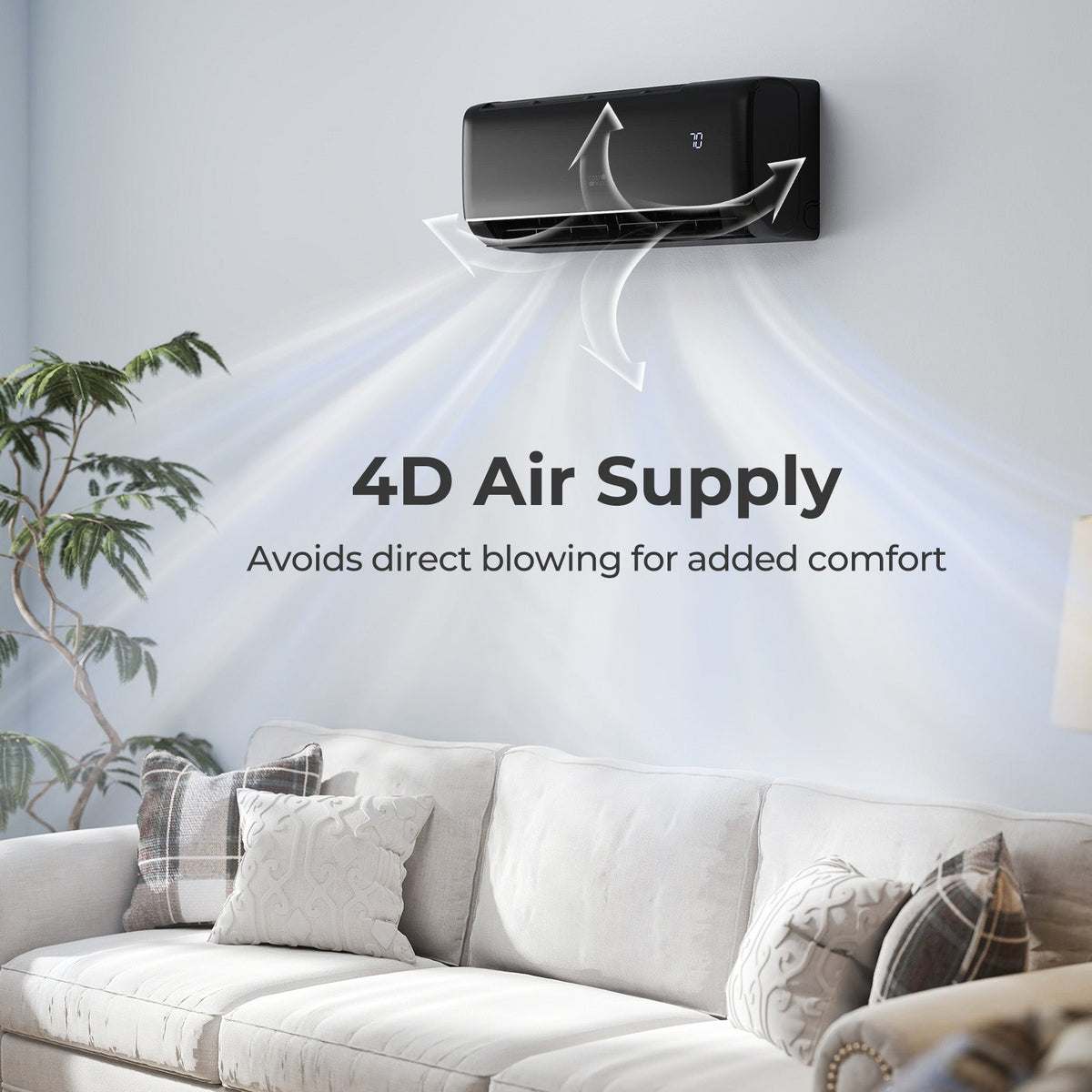 GreyVolt Series 12000 BTU 22 SEER2 115V WiFi Enabled Mini Split AC Compatible with Alexa Gray