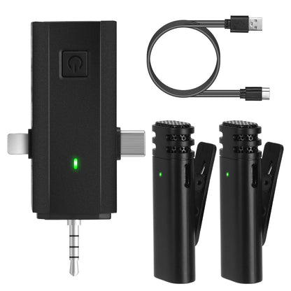 Wireless Clip-On Microphone with 3-in-1 Receiver