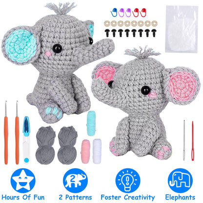 Elephant Crochet Kit for Beginners with Video Tutorials