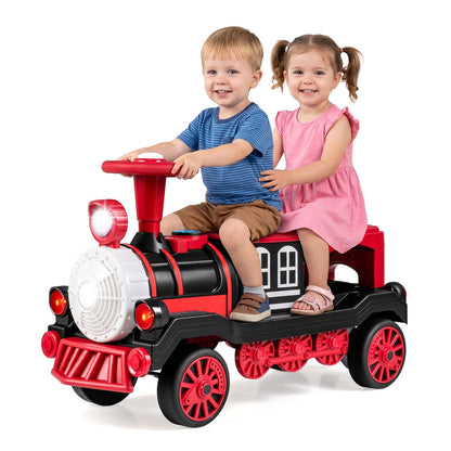 12V 2-Seater Ride on Toy with Train Whistle and Removable Chair