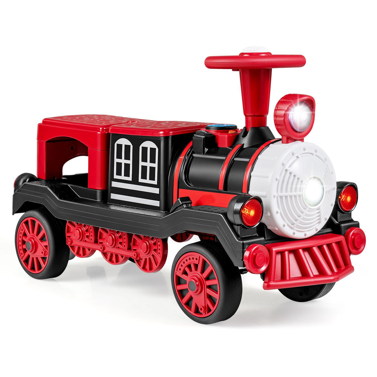 12V 2-Seater Ride on Toy with Train Whistle and Removable Chair