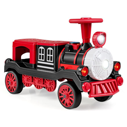 12V 2-Seater Ride on Toy with Train Whistle and Removable Chair