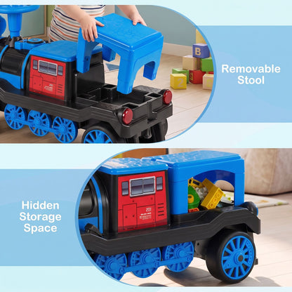 12V 2-Seater Ride on Toy with Train Whistle and Removable Chair