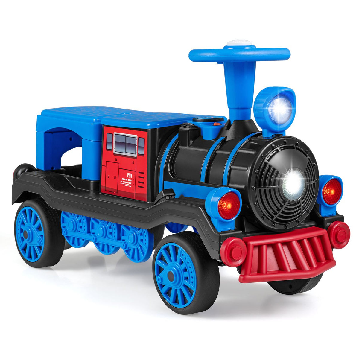 12V 2-Seater Ride on Toy with Train Whistle and Removable Chair