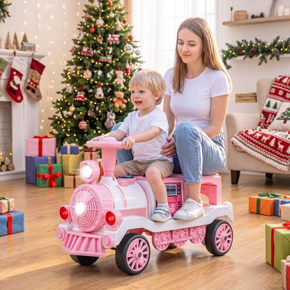 12V 2-Seater Ride on Toy with Train Whistle and Removable Chair