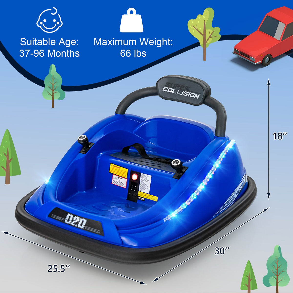 12V Kids Bumper Car Ride on Toy with Remote Control and 360 Degree Spin Rotation