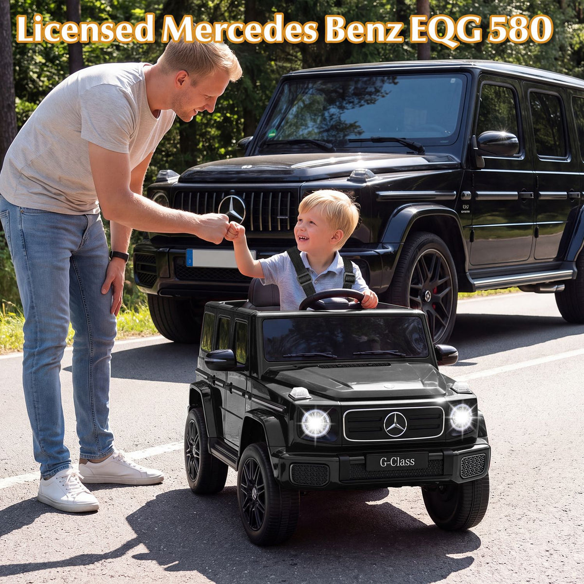 12V Kids Ride On Car Licensed Mercedes Benz EQG 580 for 3-8 Years
