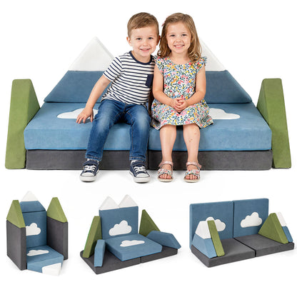 12-Piece Modular Kids Play Couch - Snow Mountain Theme
