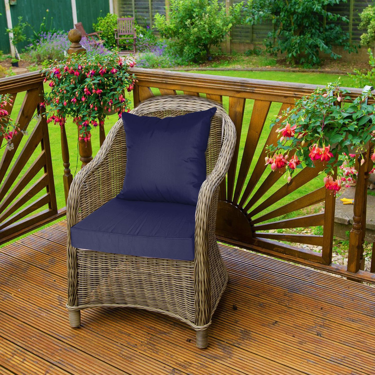 Outdoor Seat Cushion Set Waterproof Patio Furniture Cushion and Back Pillow Fade Resistant Deep Seat Set Chair Pad with Removable Cover for Chair Sofa