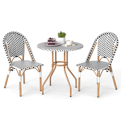 3-Piece Bistro Patio Dining Set with Round Table & 2 Chairs