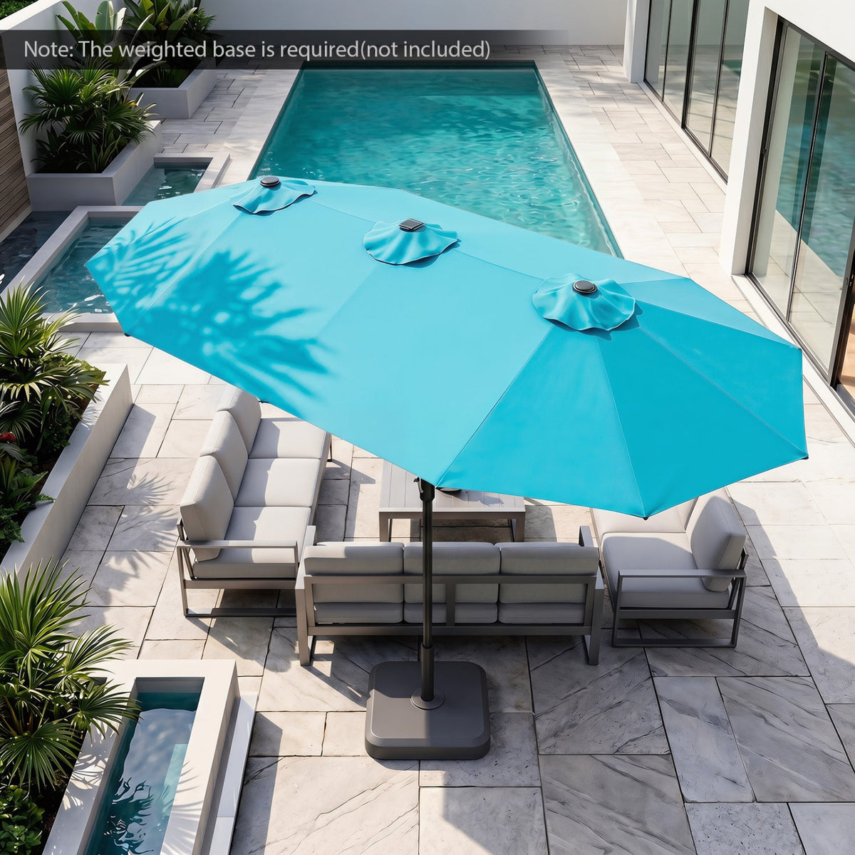 13 FT Double-Sided Patio Umbrella with 36 LED Lights
