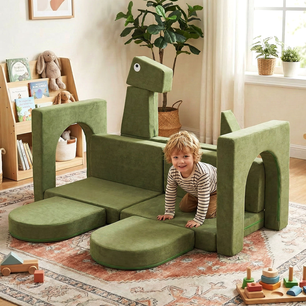 13-Piece Modular Kids Play Couch - Soft Velvet Foam Set