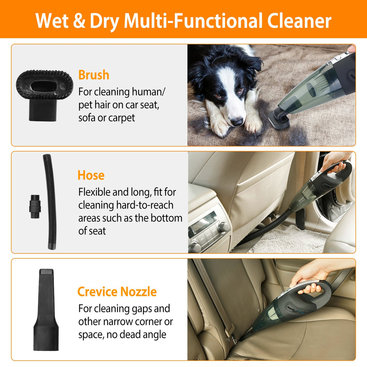 Cordless Handheld Car Vacuum Cleaner with 4800PA Suction