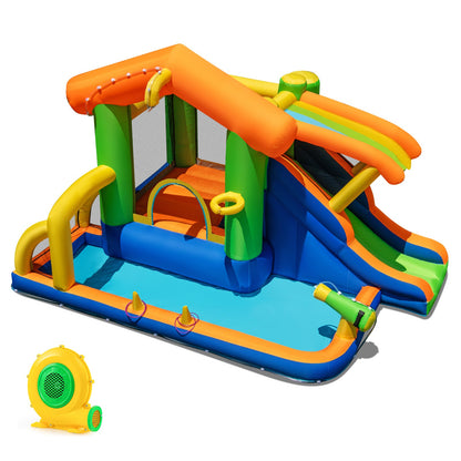 8-in-1 Jumping Castle with Slide and 480W Blower