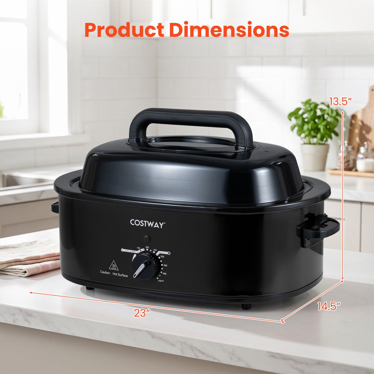 1450W 8 QT Electric Roaster Featuring Self-Basting Lid Holds up to 13.2 LBS Turkey