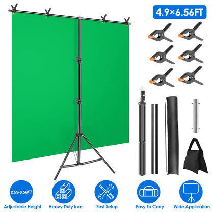 T-Shape Backdrop Stand 5x6.5ft Adjustable Photography Kit