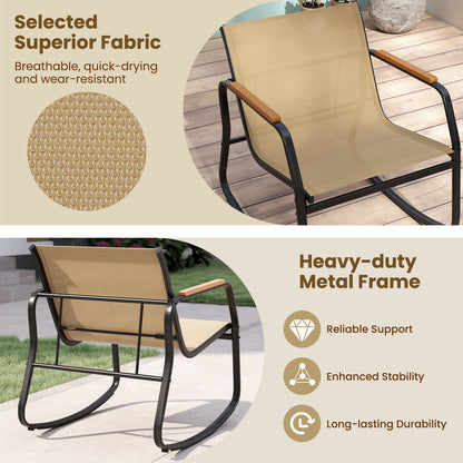 3-Piece Rocking Bistro Set with Side Table and Storage