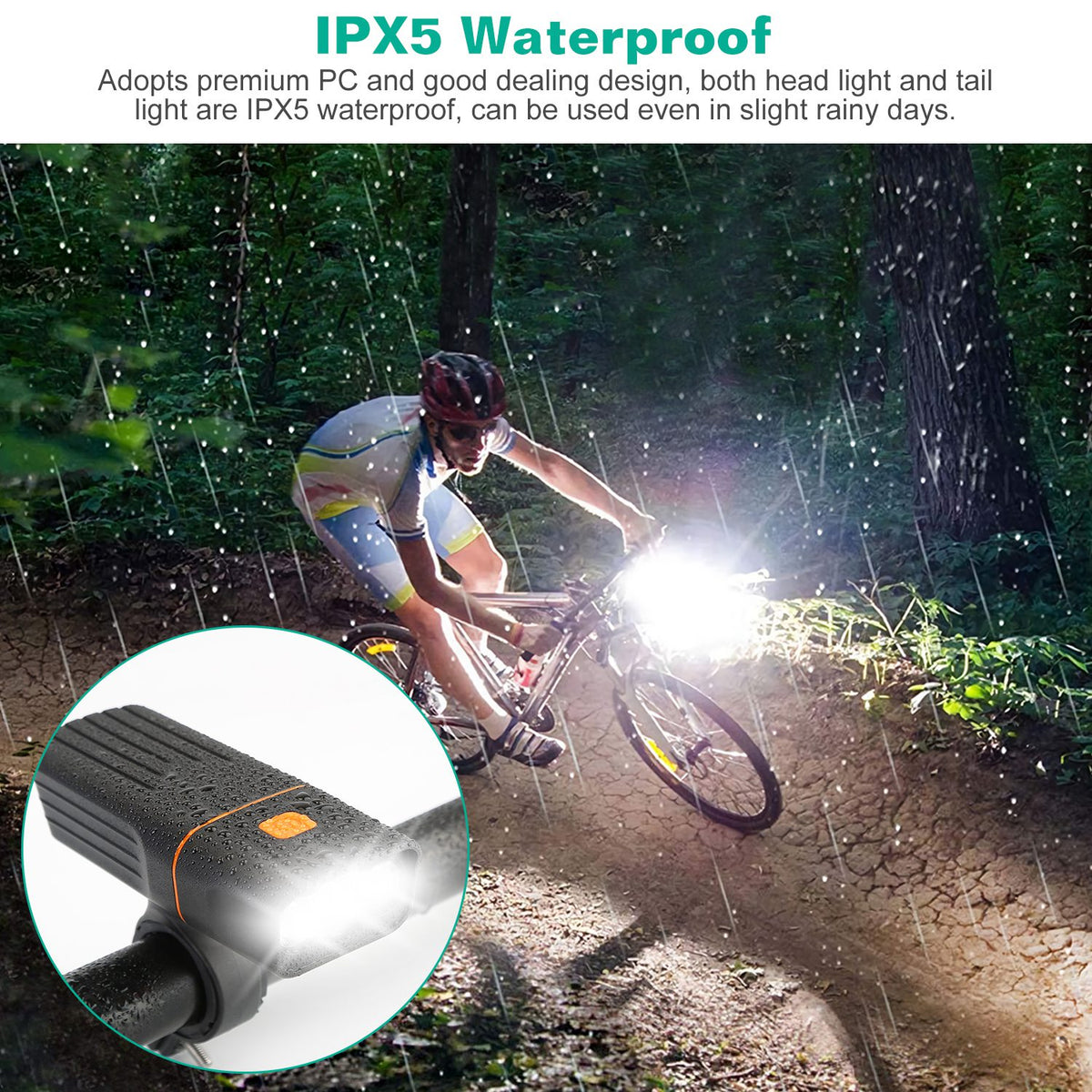 USB Rechargeable Bike Light Set with Headlight and Taillight