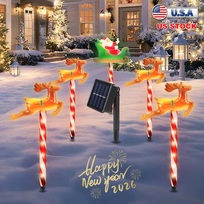 Solar Christmas Pathway Lights 5-Pack with 8 Lighting Modes