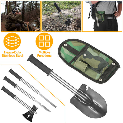 6-in-1 Multi-Tool Survival Kit with Shovel, Axe, Knife & Saw