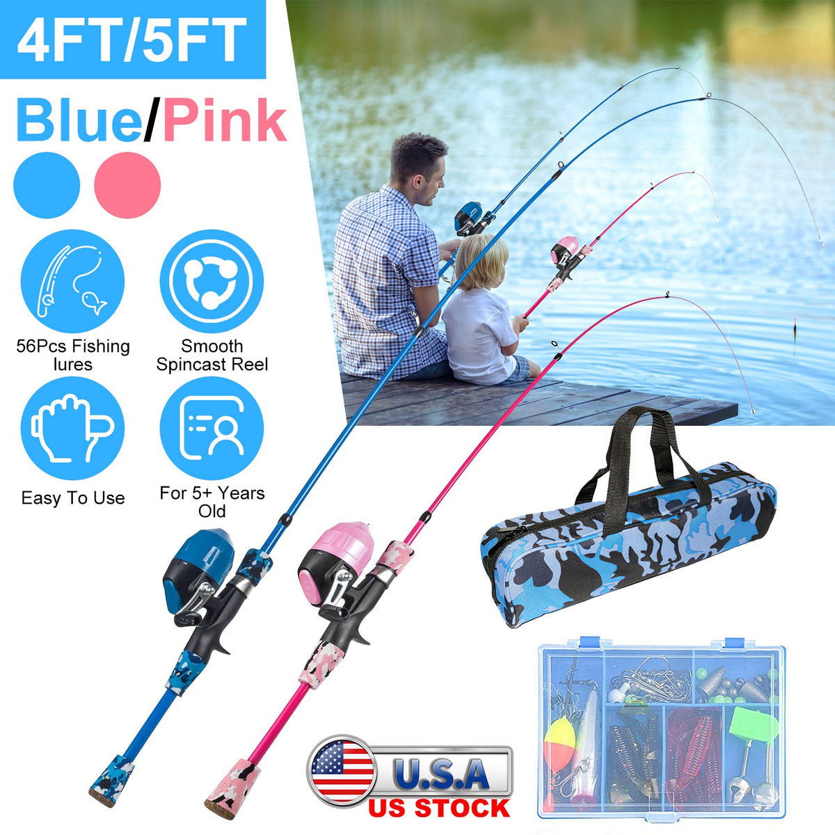 Kids Telescopic Fishing Rod and Reel Combo Starter Kit