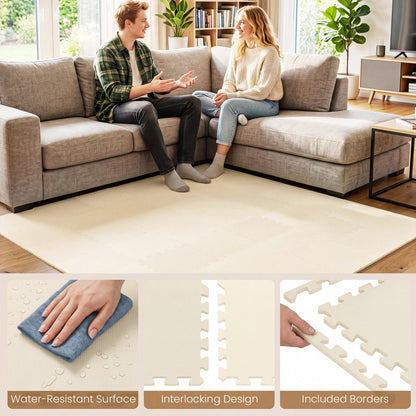 Interlocking EVA Foam Floor Tiles 18-Pack with Borders