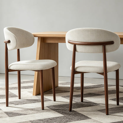 Upholstered Dining Chairs Set of 2 with Curved Back