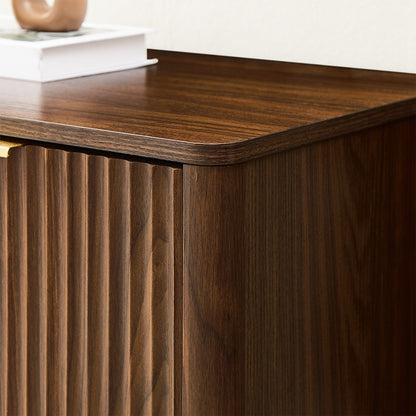 Fluted Sideboard Cabinet with 4-6 Doors and Wood-Grain Top