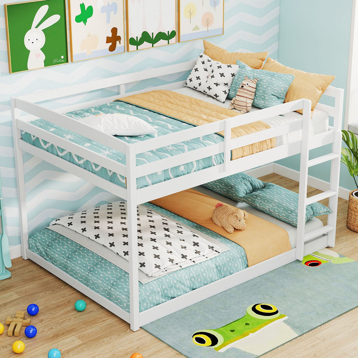 Full Over Full Bunk Bed Low-to-ground Bunk Bed