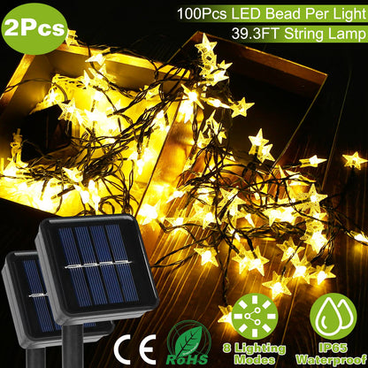 Solar Star String Lights 39.3ft 100 LED Waterproof Outdoor