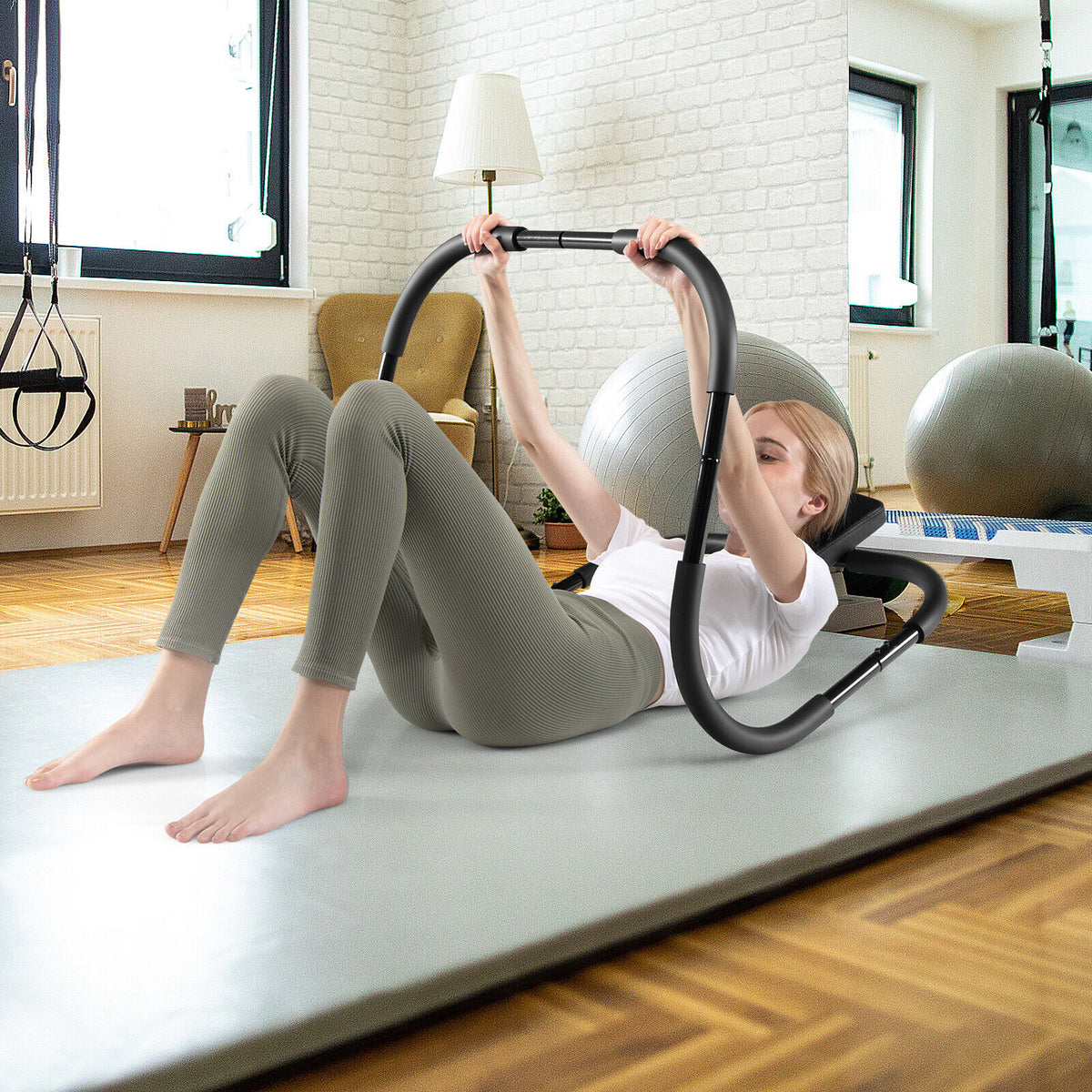 Portable AB Trainer with Headrest for Core Workouts