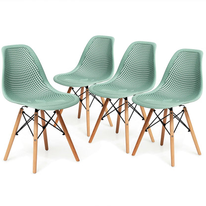Modern Hollow Dining Chairs Set of 4 with Wood Legs