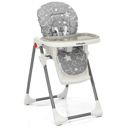 Folding Baby High Chair with 6-Level Height Adjustment