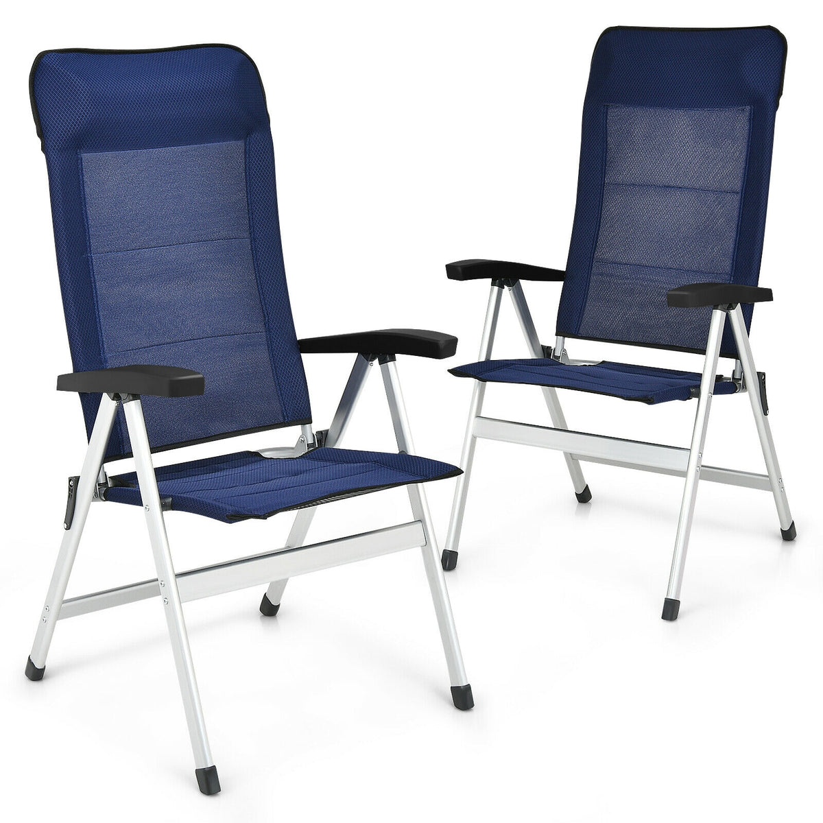 Patio Dining Chair Set with 7-Position Adjustable Backrest