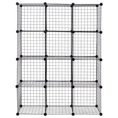 12-Cube Wire Storage Organizer 42" x 14" x 56" Metal Grid