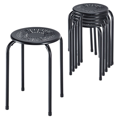 Stackable Metal Stools with Daisy Design - Set of 6