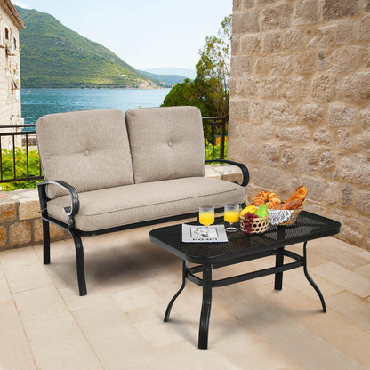 2-Piece Patio Loveseat Set with Cushions and Coffee Table