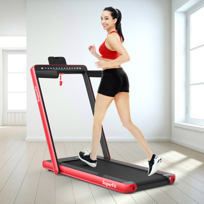 2-in-1 Folding Treadmill with Dual Display and Remote Control