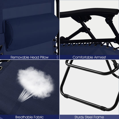Zero Gravity Folding Lounge Chair Set of 2 with Pillow