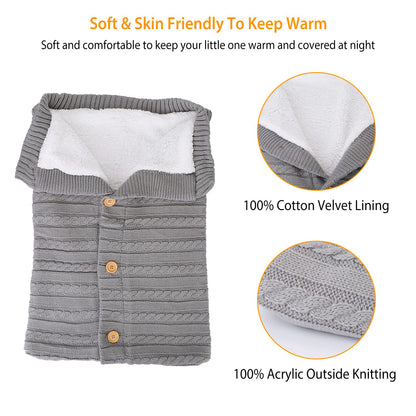 Baby Knit Swaddle Blanket with Button Closure 0-12 Months